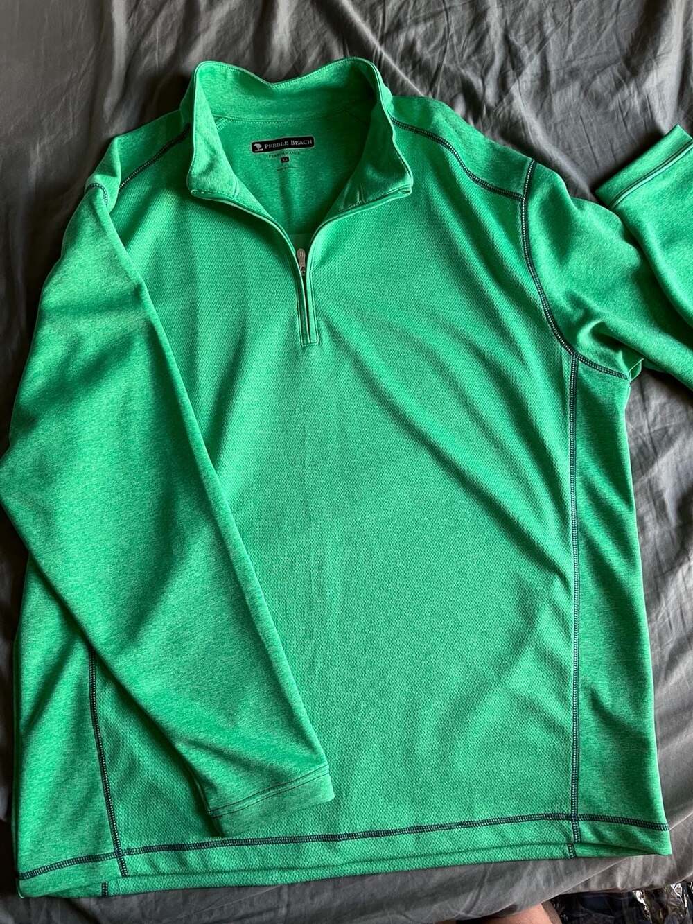 Pebble Beach Performance Men's Green 1/4 Zip Long Sleeve Golf Pullover Shirt XL
